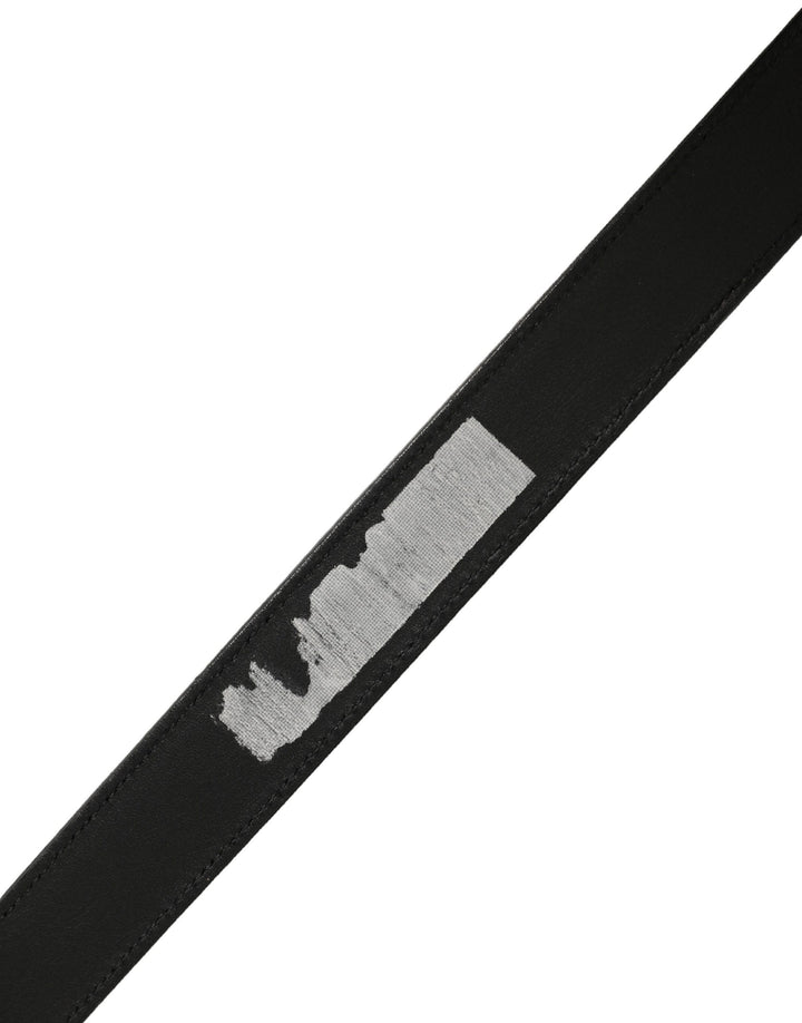 Dolce & Gabbana Black Classic Leather Silver Tone Buckle Belt
