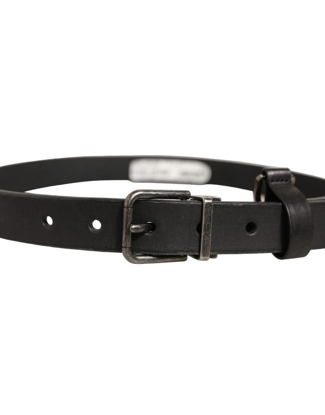 Dolce & Gabbana Black Leather Antique Finish Buckle Belt