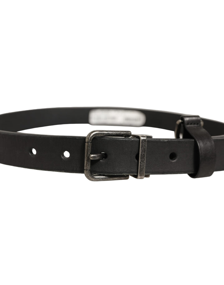 Dolce & Gabbana Black Leather Antique Finish Buckle Belt