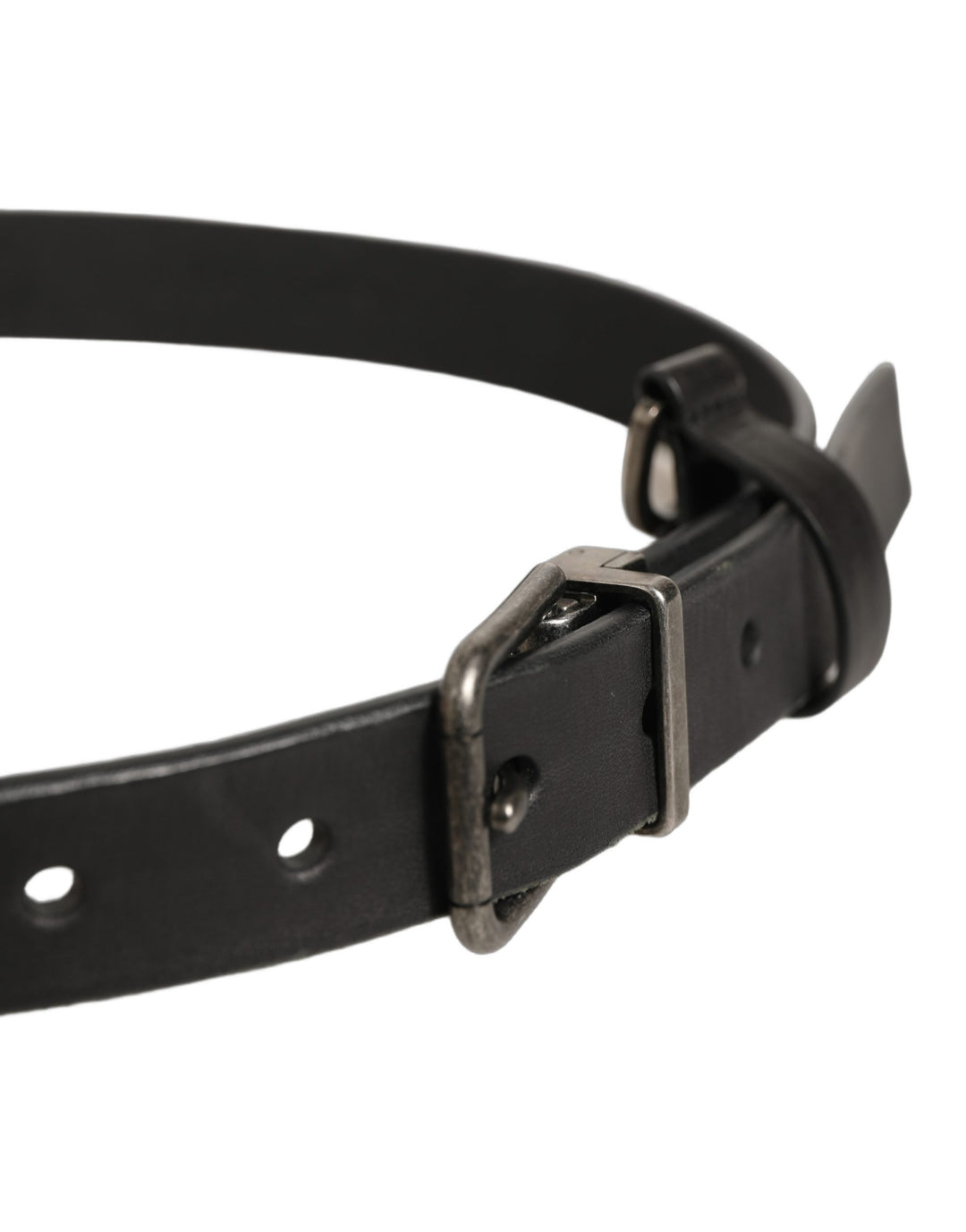Dolce & Gabbana Black Leather Antique Finish Buckle Belt