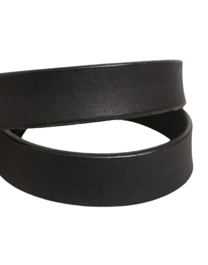 Dolce & Gabbana Black Leather Antique Finish Buckle Belt