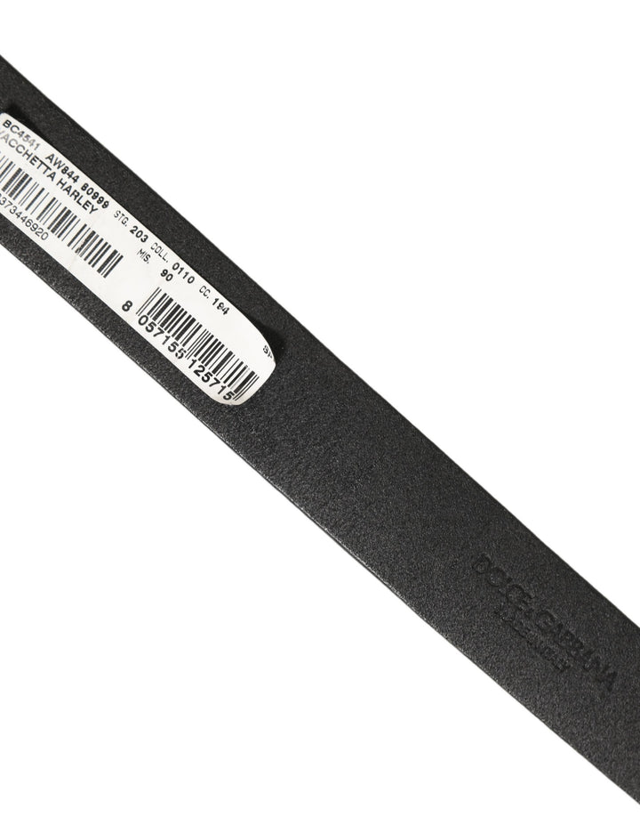 Dolce & Gabbana Black Leather Antique Finish Buckle Belt