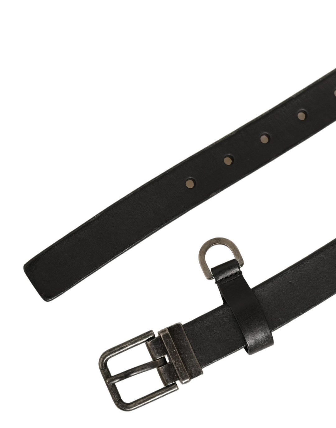 Dolce & Gabbana Black Leather Antique Finish Buckle Belt