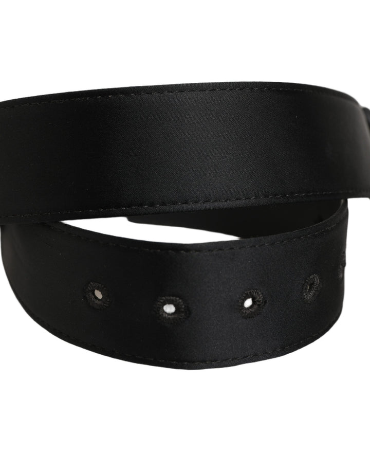 Dolce & Gabbana Black Wide Fabric Oval Buckle Cintura Belt