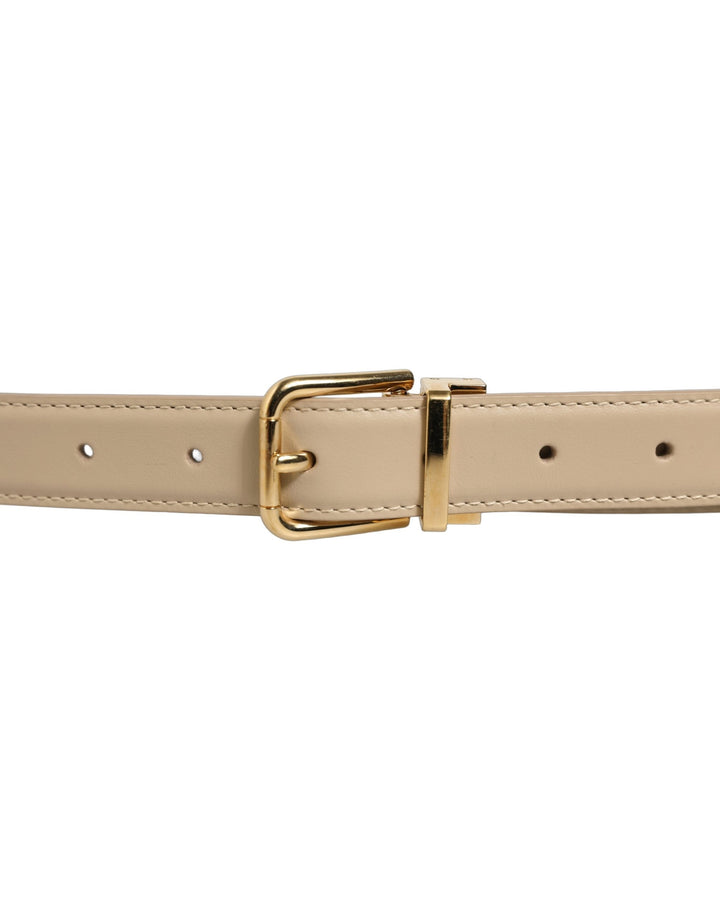 Dolce & Gabbana Beige Leather Double Wrap Gold Buckle Belt