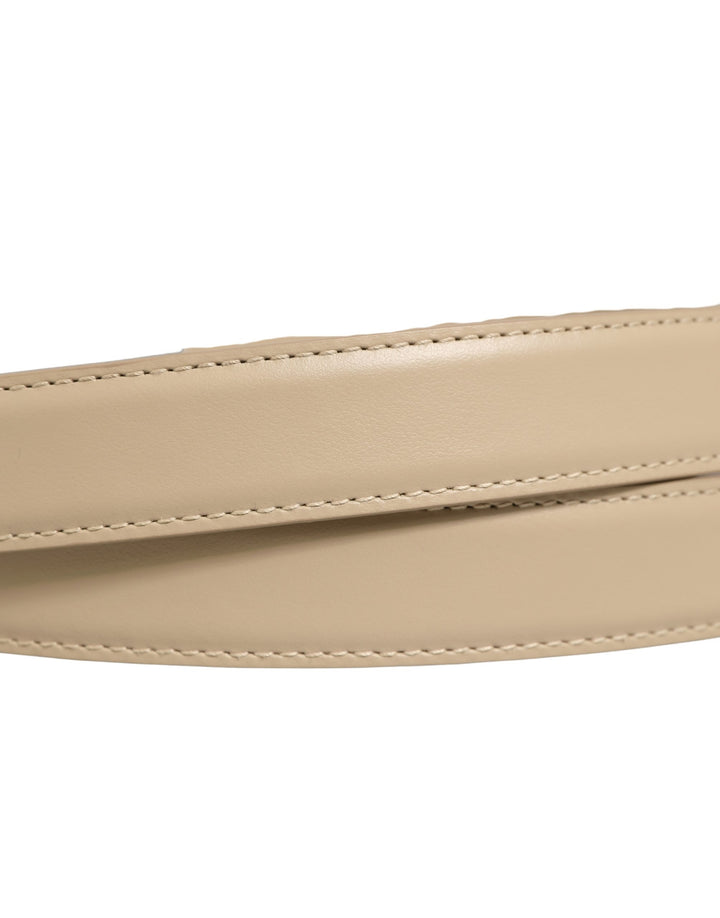 Dolce & Gabbana Beige Leather Double Wrap Gold Buckle Belt