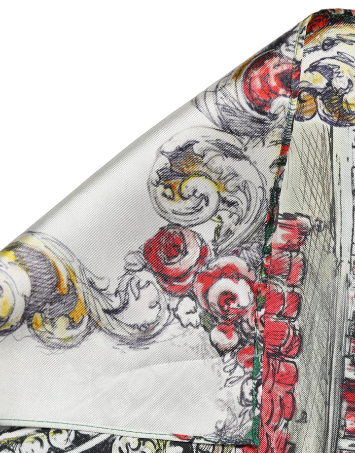 Dolce & Gabbana Multicolor Silk Printed Square Foulard Scarf