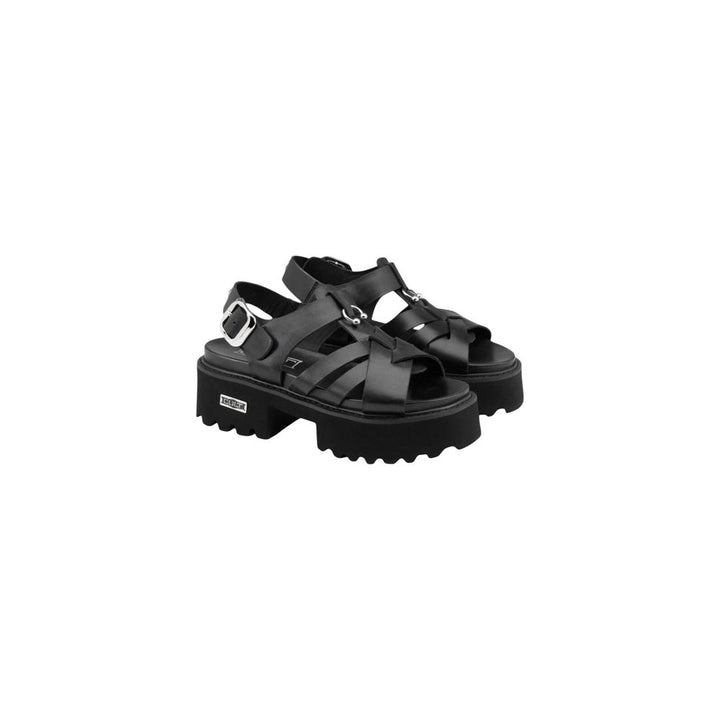 Cult Black Leather Platform Sandals