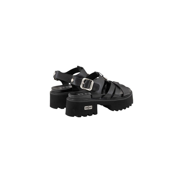 Cult Black Leather Platform Sandals