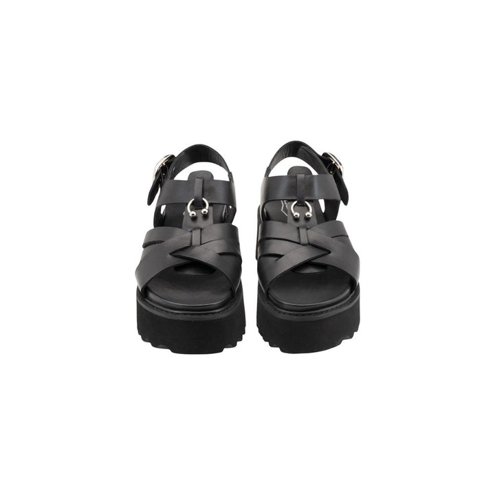 Cult Black Leather Platform Sandals