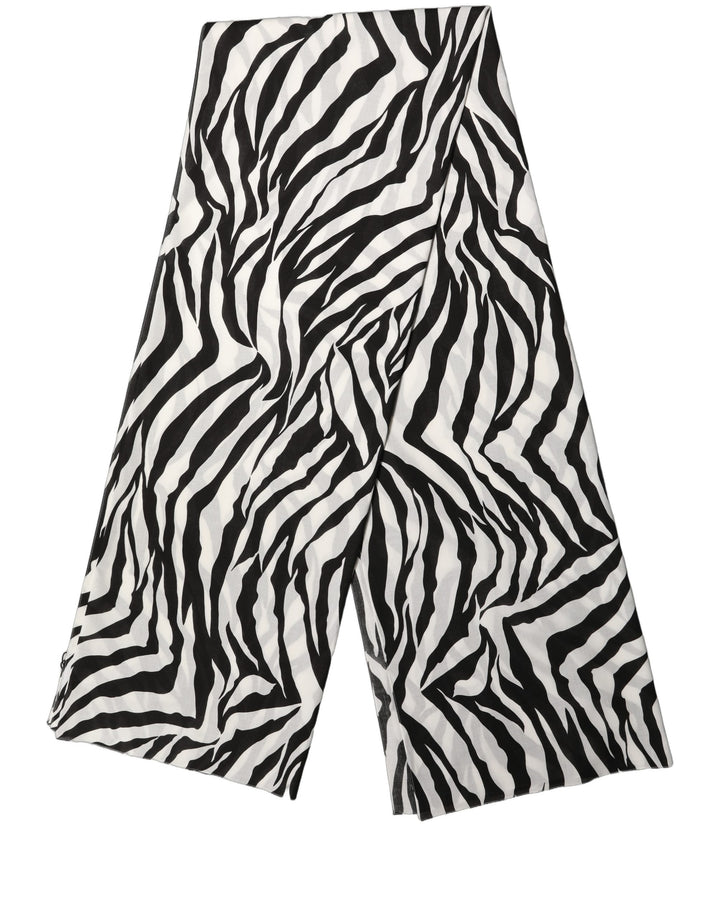Dolce & Gabbana Black White Zebra Cotton Lace Stole Scarf
