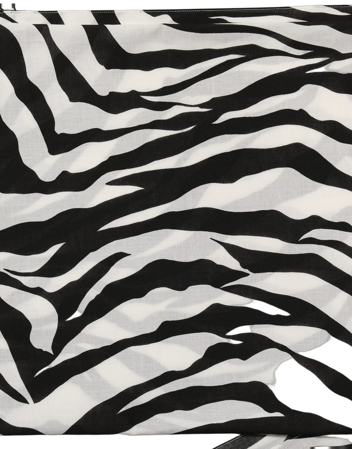 Dolce & Gabbana Black White Zebra Cotton Lace Stole Scarf