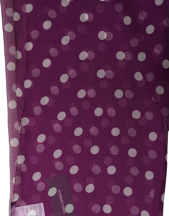 Dolce & Gabbana Purple White Polka Dot Shawl Stole Scarf
