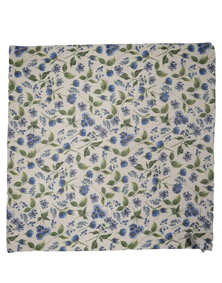 Dolce & Gabbana White Blue Floral Square Foulard Scarf