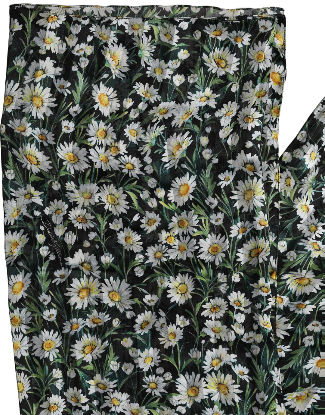 Dolce & Gabbana Black Floral Daisy Square Foulard Scarf