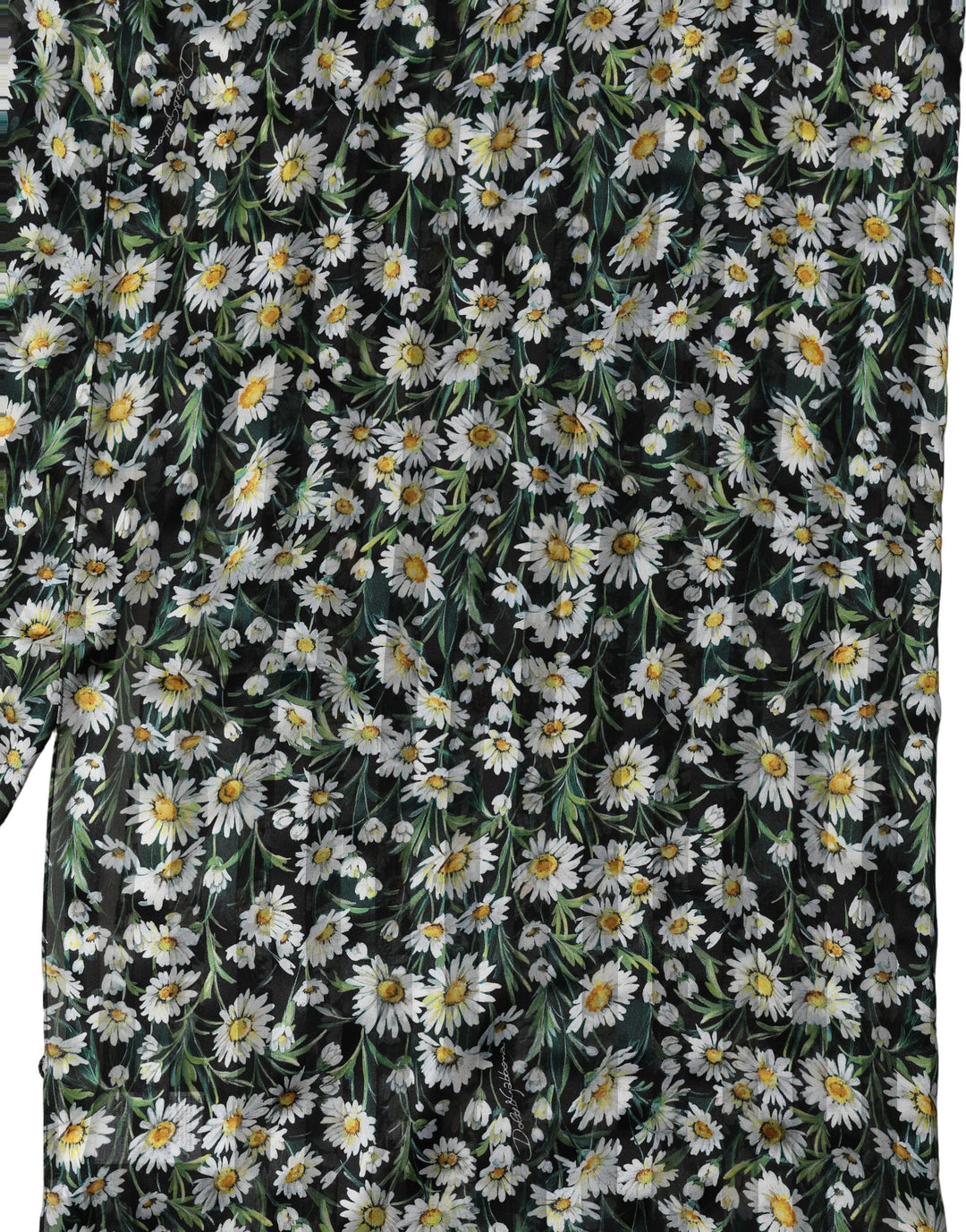 Dolce & Gabbana Black Silk Daisy Chiffon Long Stole Scarf