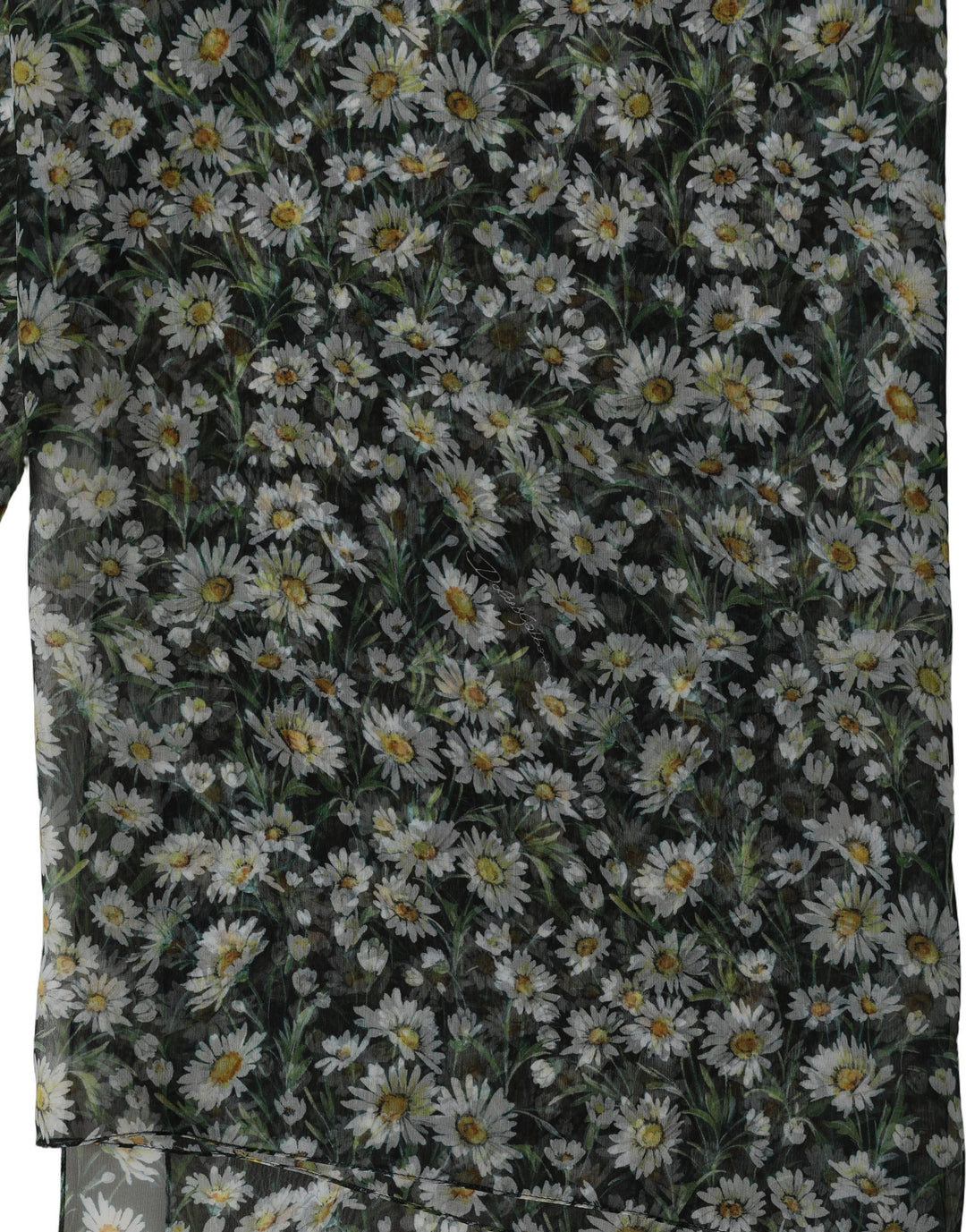 Dolce & Gabbana Black Silk Daisy Chiffon Long Stole Scarf