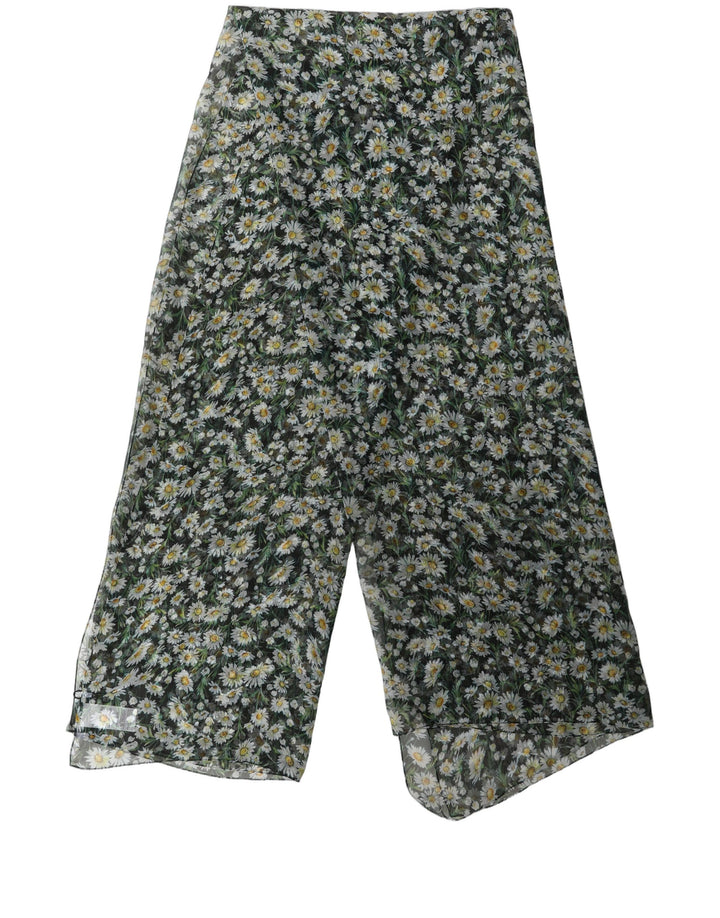 Dolce & Gabbana Black Silk Daisy Chiffon Long Stole Scarf