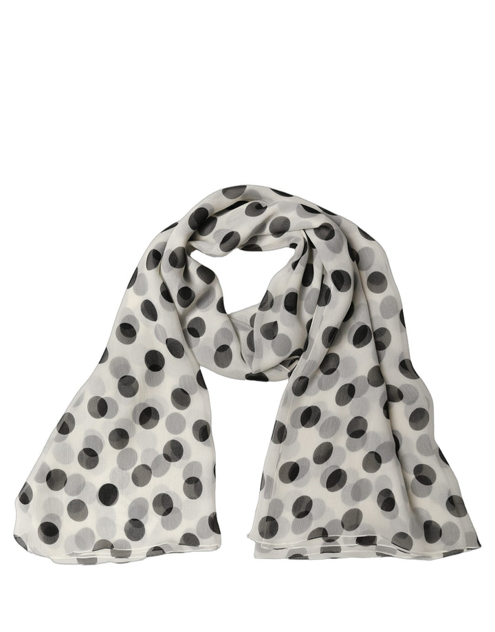 Dolce & Gabbana White Black Polka Dot Shawl Stole Scarf
