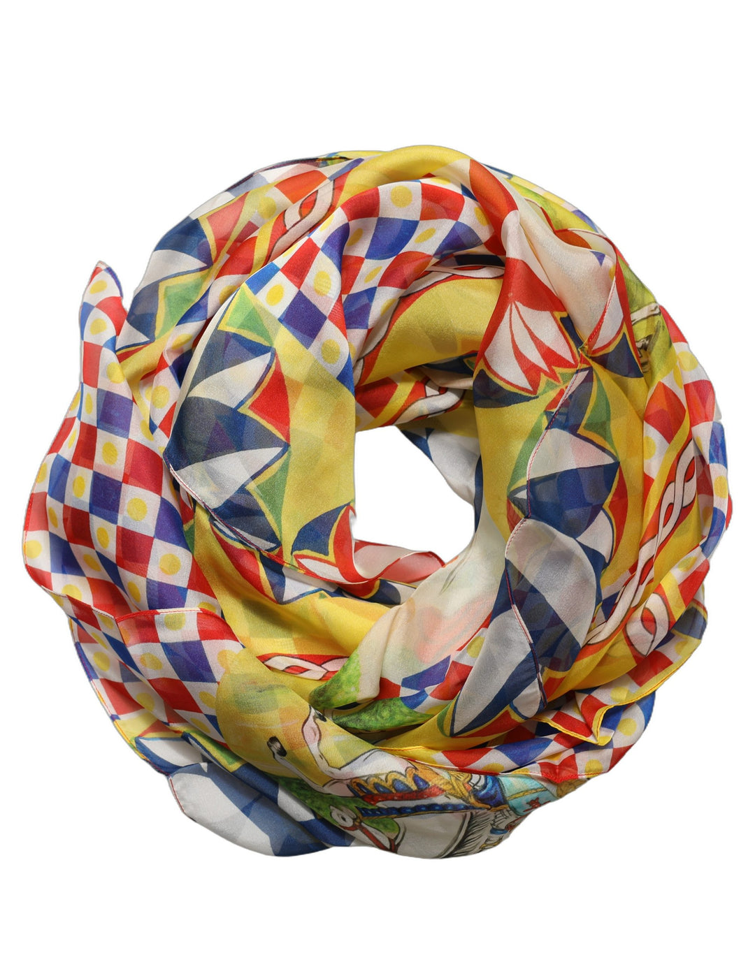 Dolce & Gabbana Multicolor Silk Carretto Foulard Scarf