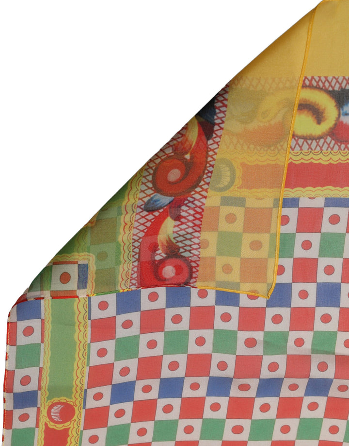 Dolce & Gabbana Multicolor Silk Carretto Print Stole Scarf