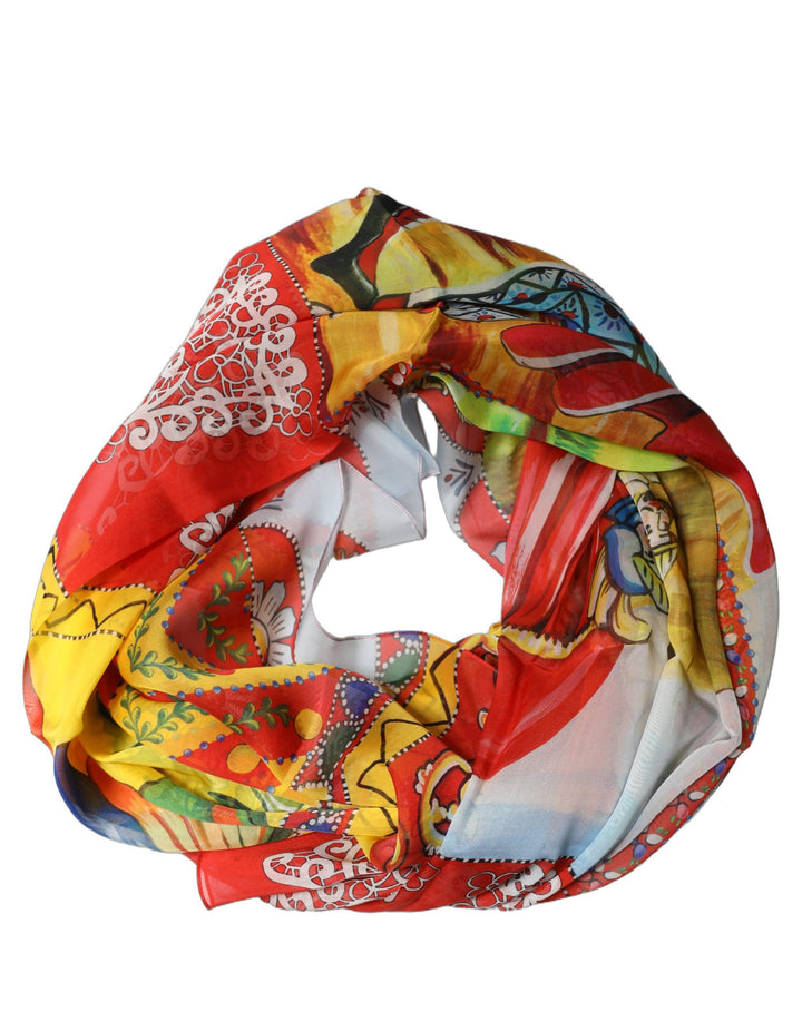 Dolce & Gabbana Multicolor Silk Printed Square Foulard Scarf