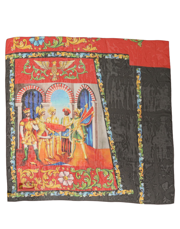 Dolce & Gabbana Multicolor Silk Printed Square Foulard Scarf