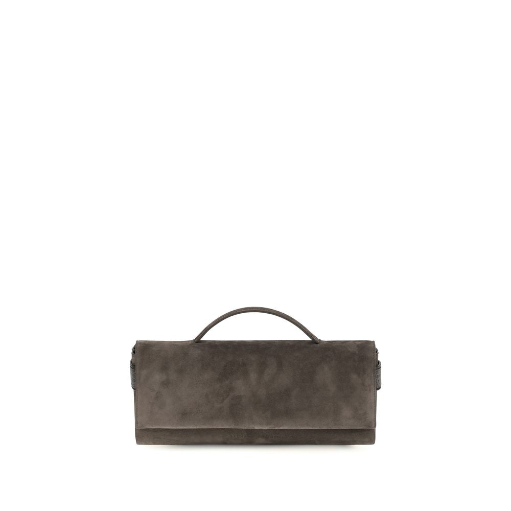 Brunello Cucinelli Brown Suede Leather Clutch Bag