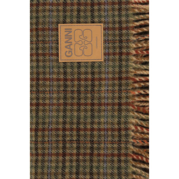 Ganni Brown Wool Oves Aries Scarf