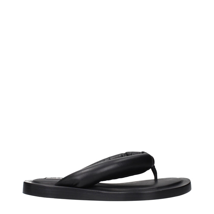 Jil Sander Black Leather Flip-Flop Sandals