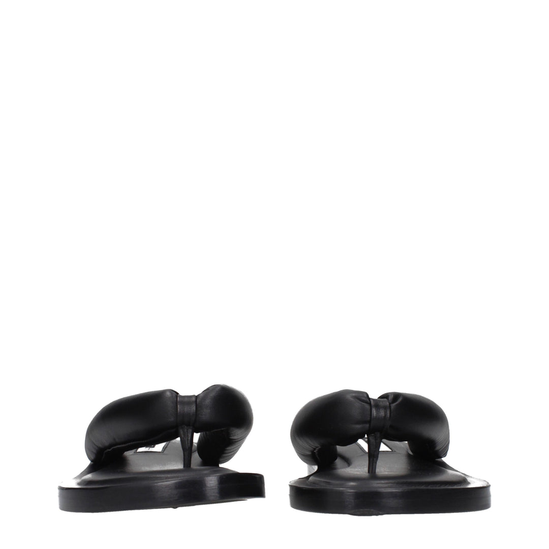 Jil Sander Black Leather Flip-Flop Sandals