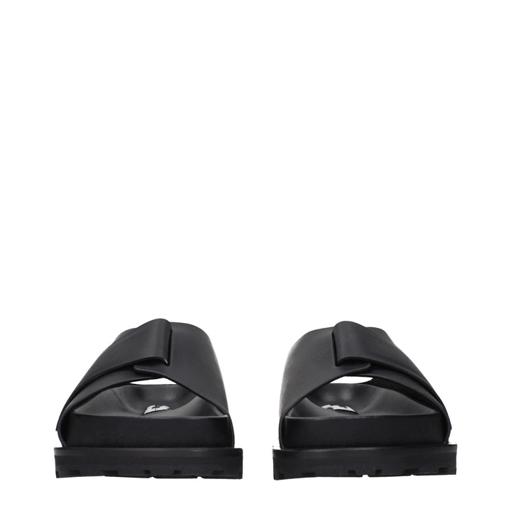 Jil Sander Black Leather Slippers