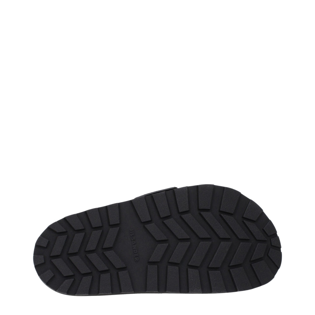 Jil Sander Black Leather Slippers