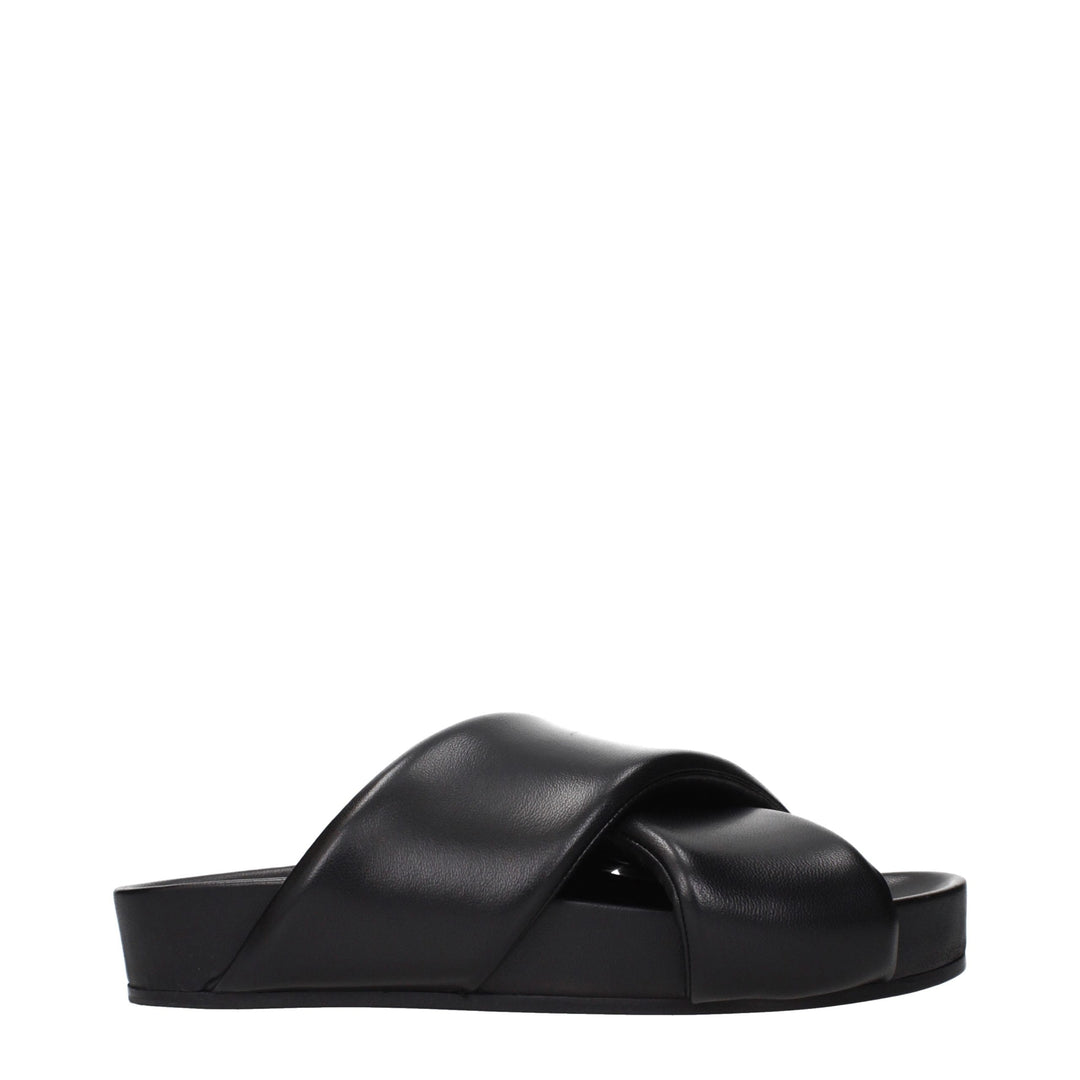 Jil Sander Black Leather Slippers