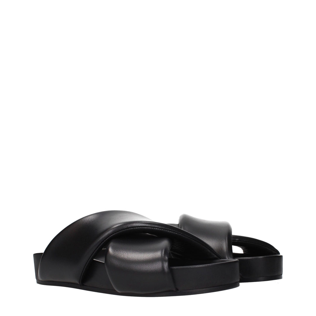 Jil Sander Black Leather Slippers