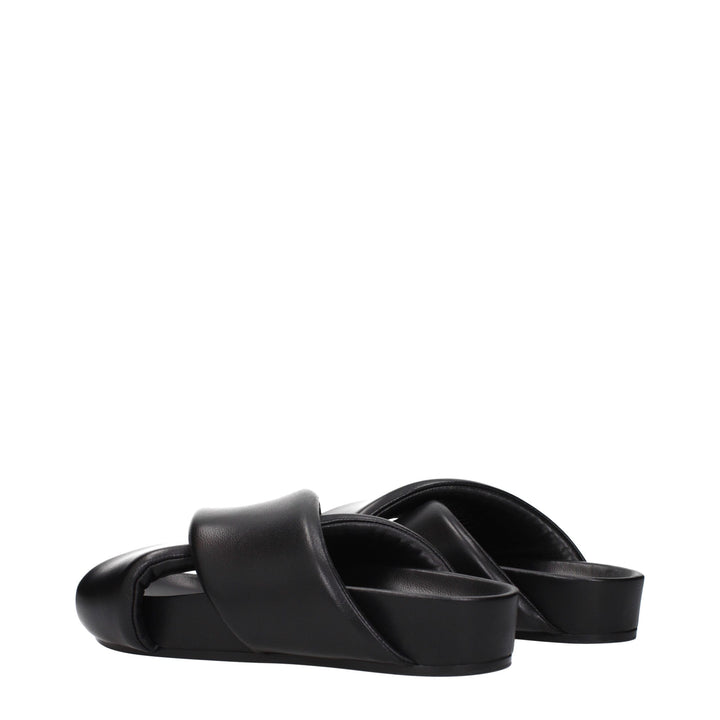 Jil Sander Black Leather Slippers