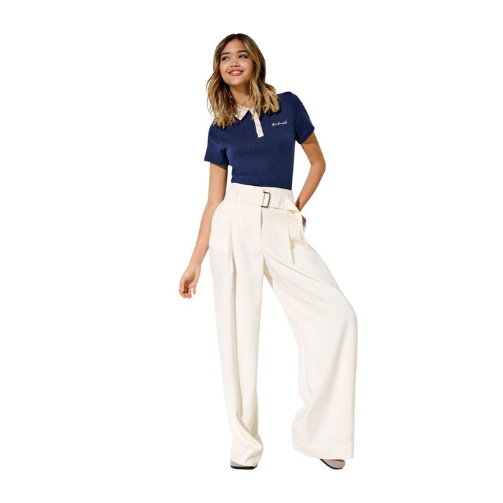 Only Cream Polyester Dress Pants