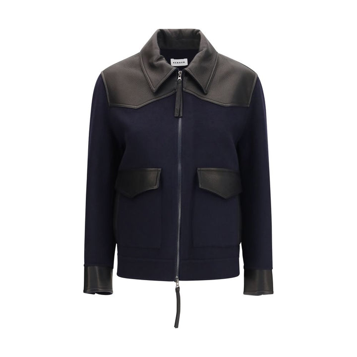 P.A.R.O.S.H. Blue Wool Oves Aries Leather Jacket