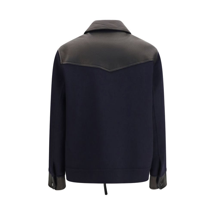 P.A.R.O.S.H. Blue Wool Oves Aries Leather Jacket