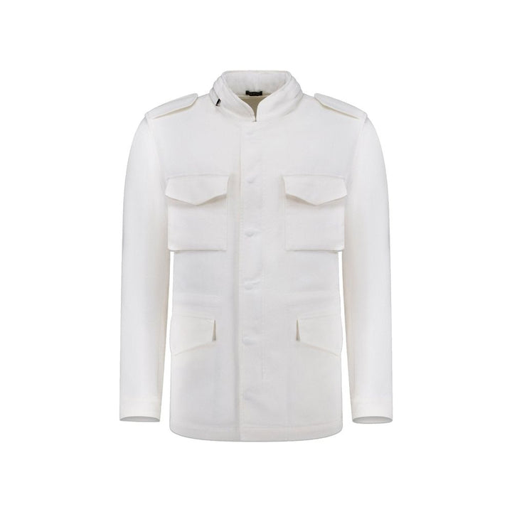 Autore White Cotton Full-Length Jacket