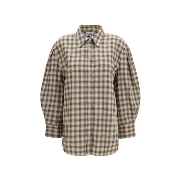 Ganni Beige Cotton Dress Shirt