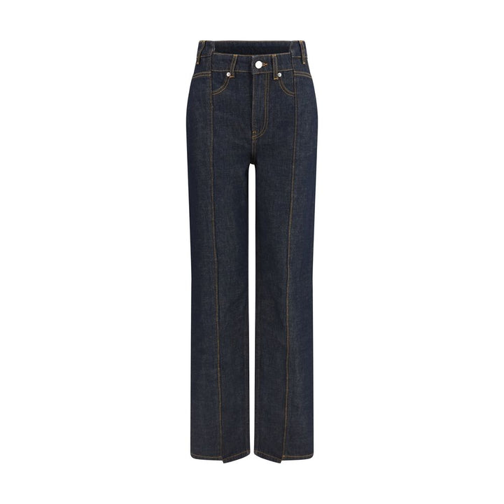 Ganni Blue Cotton Straight-Leg Jeans