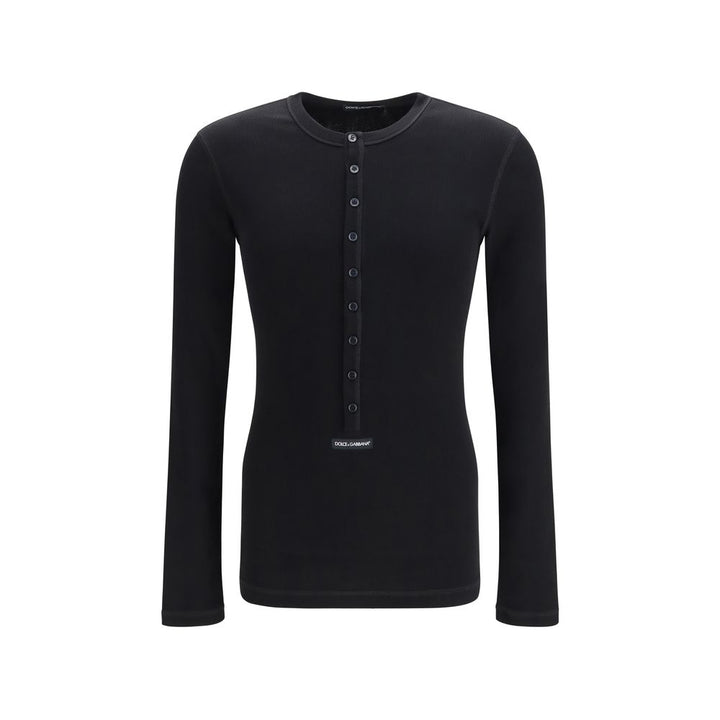 Dolce & Gabbana Black Cotton Long Sleeve T-Shirt