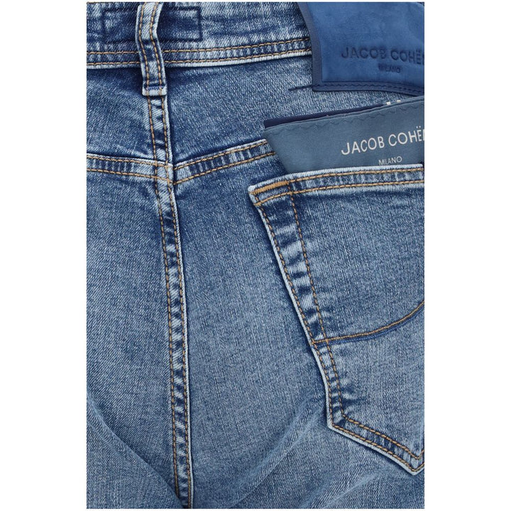 Jacob Cohen Blue Cotton Tapered Jeans