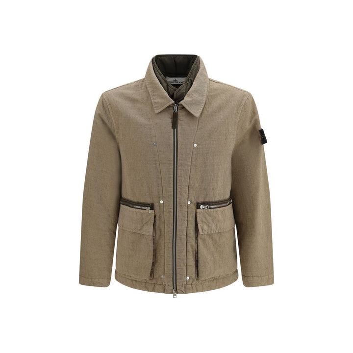 Stone Island Brown Cotton Full-Length Jacket