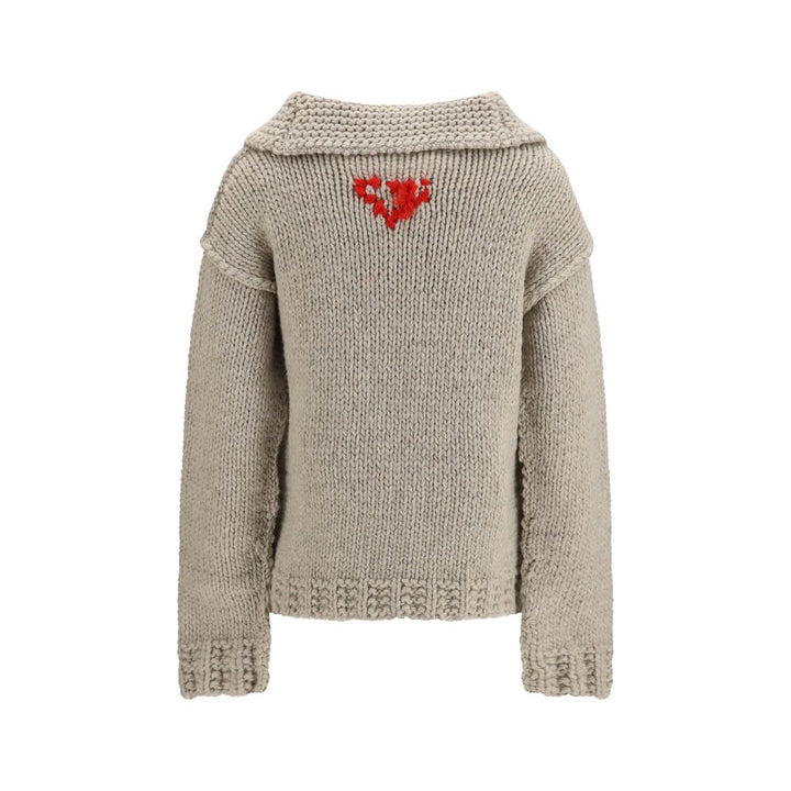 Prada Gray Wool Oves Aries Cardigan