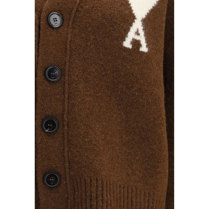 Ami Paris Brown Alpaca Vicugna Pacos Cardigan
