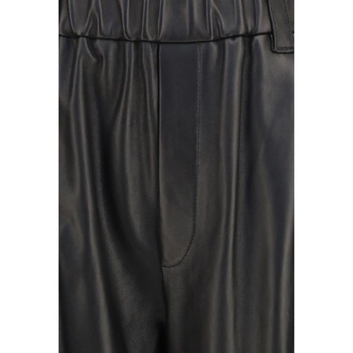 Brunello Cucinelli Black Leather Pants