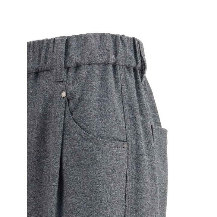 Brunello Cucinelli Gray Wool Casual Pants