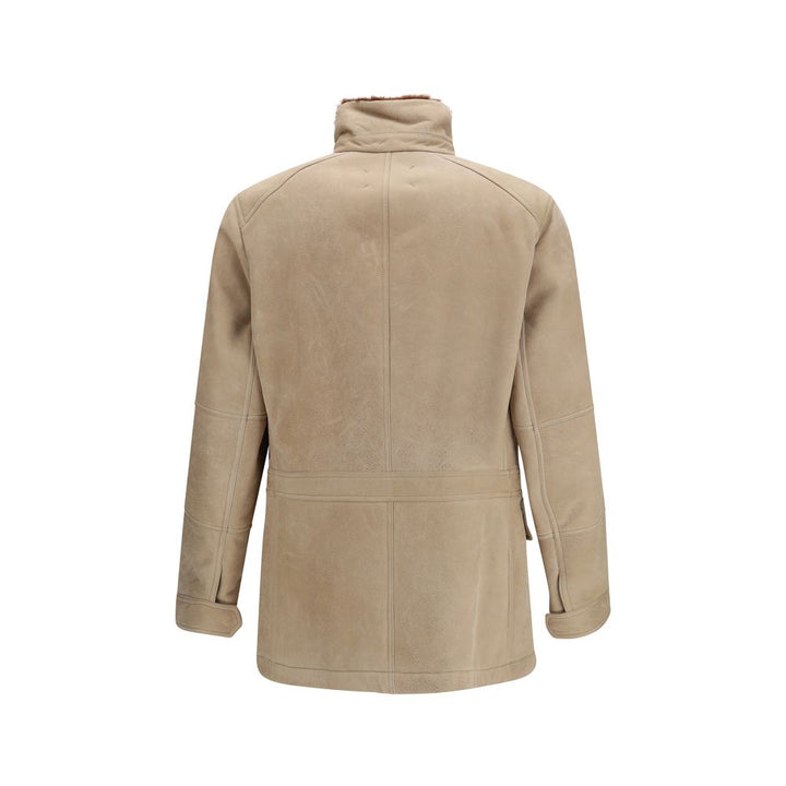 Brunello Cucinelli Beige Lambskin Full-Length Jacket